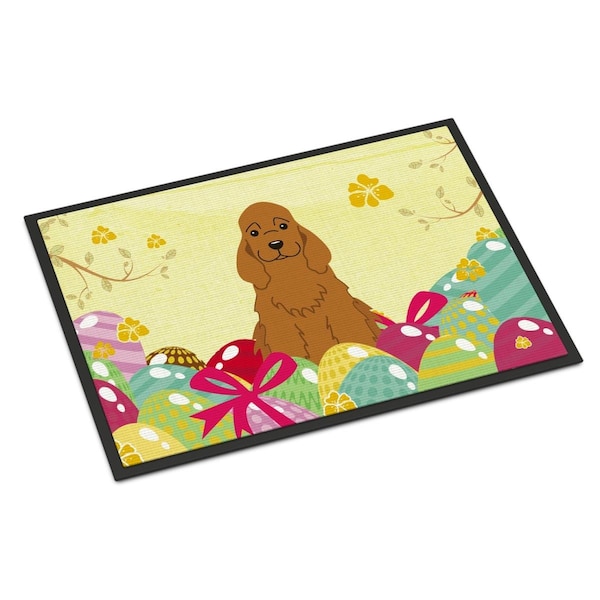 Carolines Treasures 18 x 27 in. Easter Eggs Cocker Spaniel Red Indoor or Outdoor Mat BB6095MAT - main